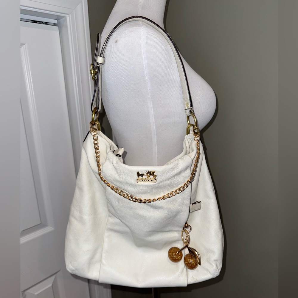 Coach Madison Leather Isabelle Convertible Shoulder Bag with Accessories & Charm